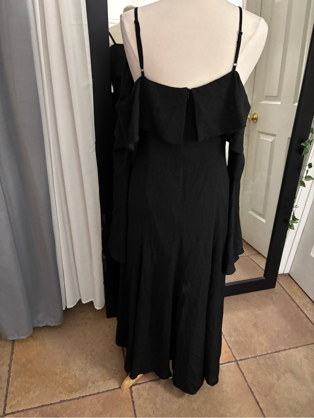 Med collective Black Off-Shoulder Maxi Dress with Spaghetti Straps NWT never w